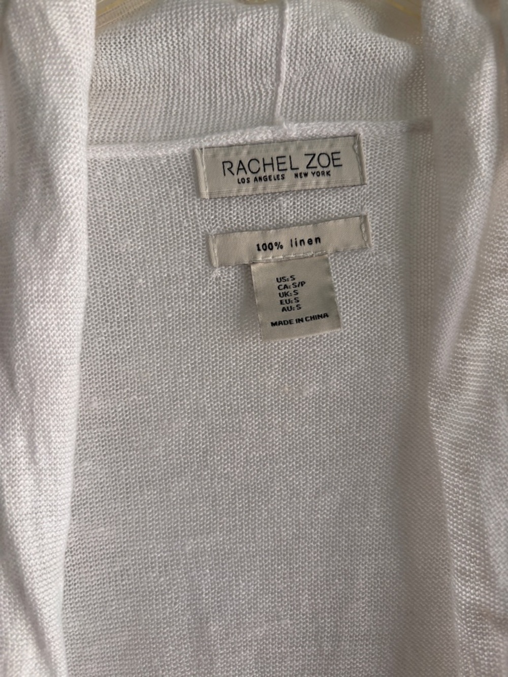 Rachel Zoe 100% Linen Open Front Cardigan lightweight semi-sheer longline Small - Picture 6 of 8
